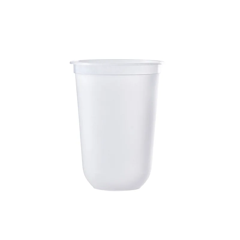 Reused U type clear bubble tea cups round bottom custom disposable cups for milk tea and smoothies with lid and straw