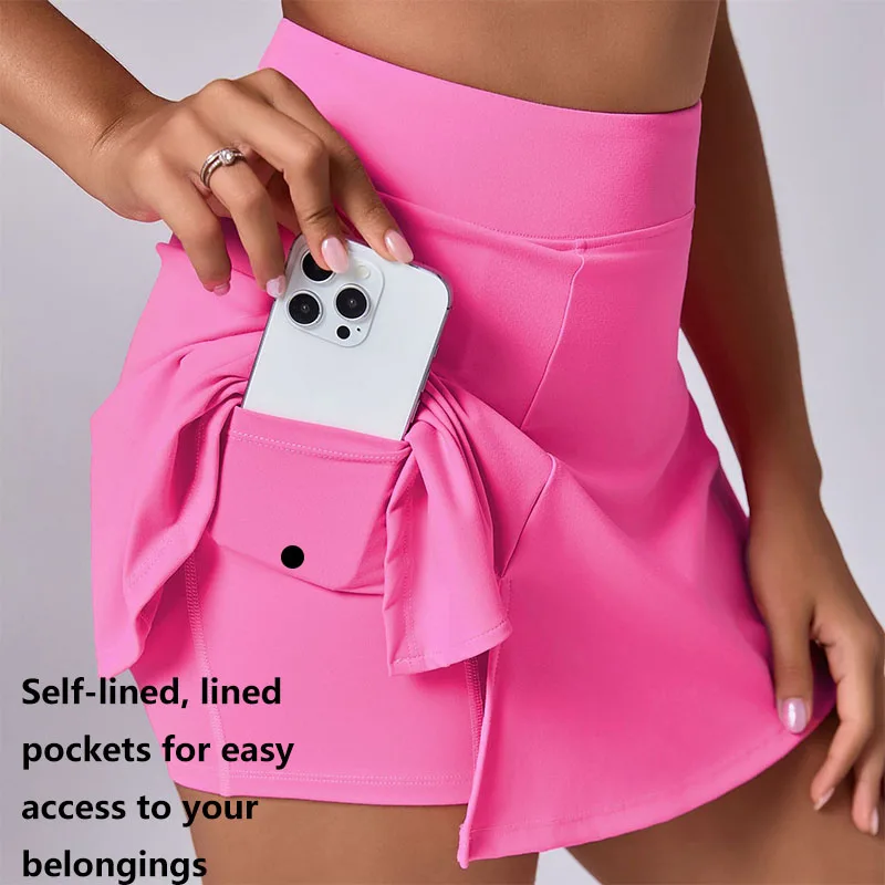 XW-6358 Slim Fit Wholesale Gym Activewear Fitness High Waist Women Sports Custom Side Pocket Athletic Tennis Golf Skirt