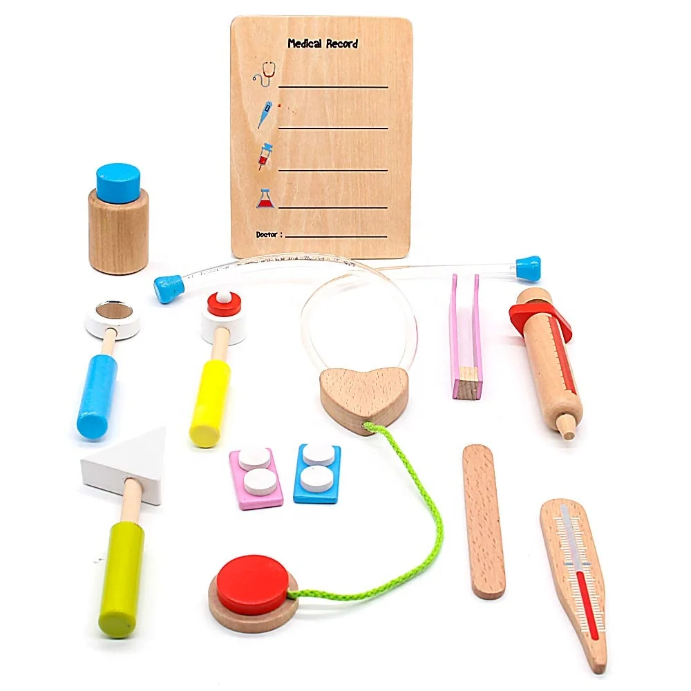 Деревянная игрушка-врач, медицинский комплект, ролевая игра, больничная игрушка, ролевая игра-врач, ролевая игрушка для детей и детей