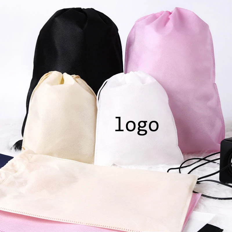 custom logo clothes packing dust storage bags gift pouch shoe bag non woven drawstring bag