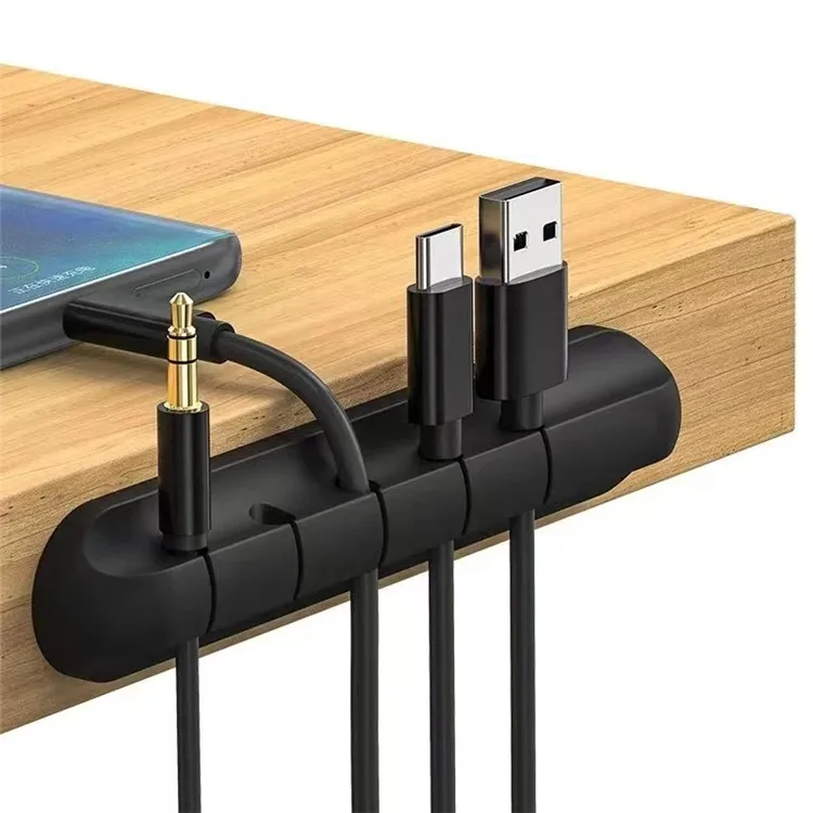 Chinese Manufacturer Cable Manager Management Rack USB Cable Winder Silicone Clip for Mouse Keyboard Headphone Cable