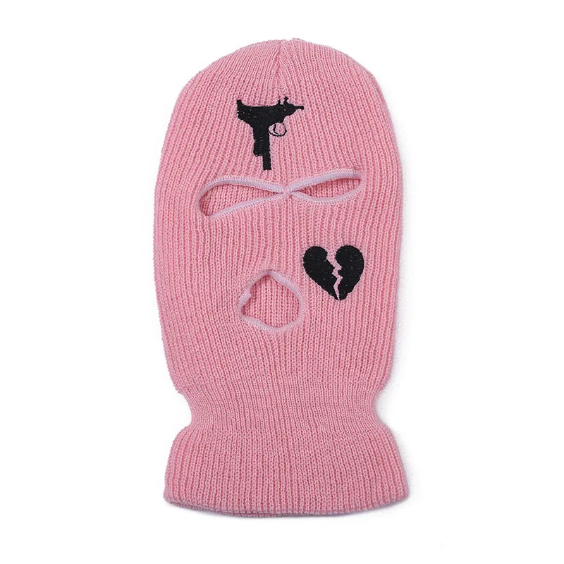 Embroidery Balaclava Face Mask 3 Three Hole Hat Hand Knitted Ski Hat Tactical CS Alpha Full Face Hat Men and Women Caps