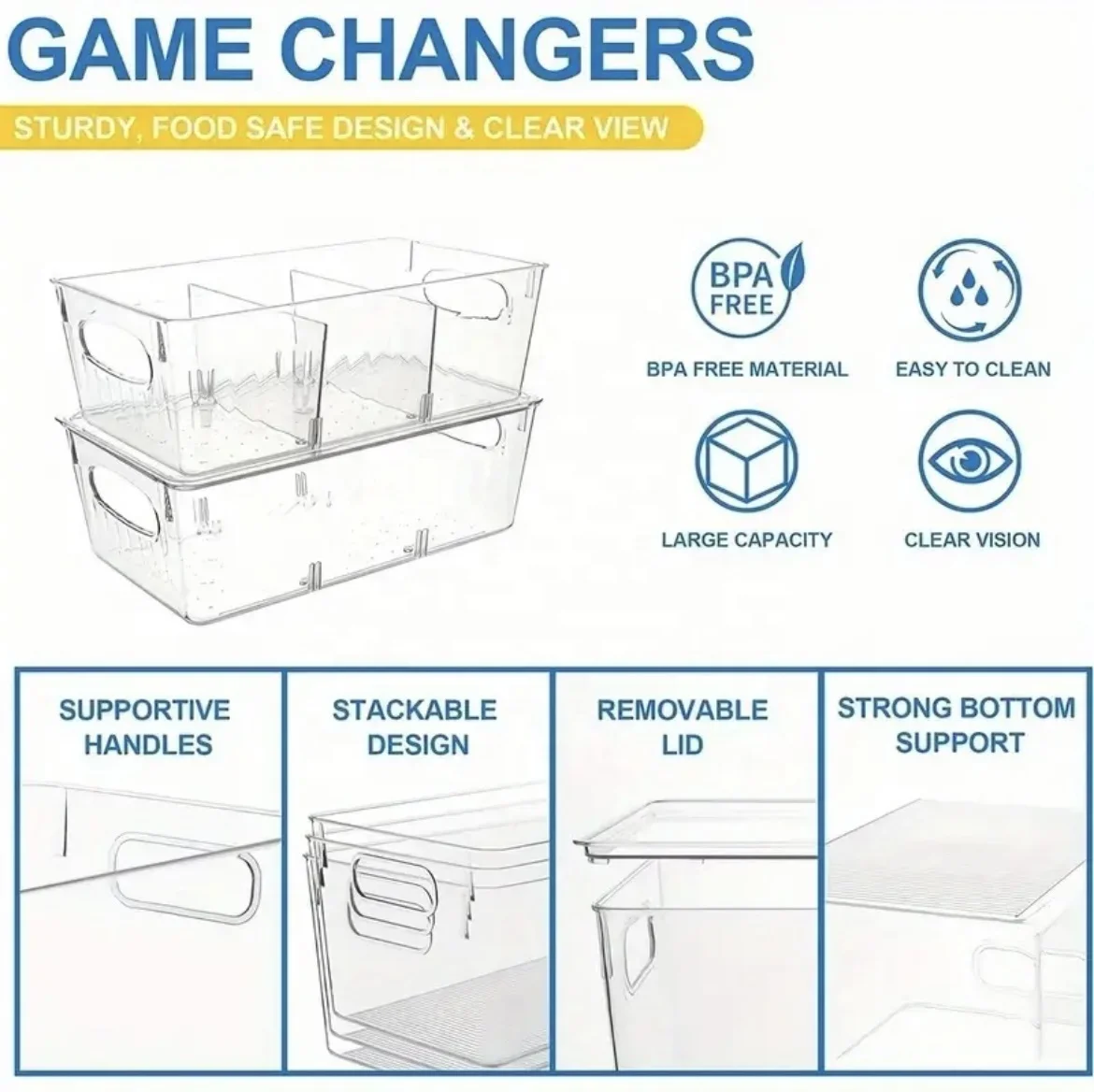 Refrigerator Transparent Storage Plastic Box Very Suitable For Organizing Cabinets Food Storage Home Kitchen Supplies
