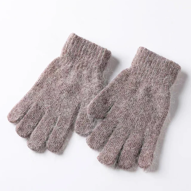 OEM, высококачественные жаккардовые шерстяные перчатки с полным пальцем, кашемировые трикотажные теплые ребристые полуперчатки и варежки для зимы