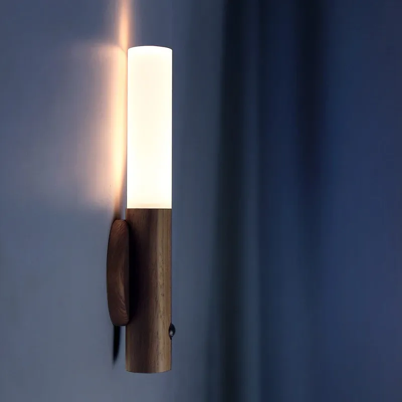 LED Night Light Motion Sensor Kitchen Cabinet Closet Light Home Staircase Magnetic Wall Lamp Table Move Lamp Bedside Lighting