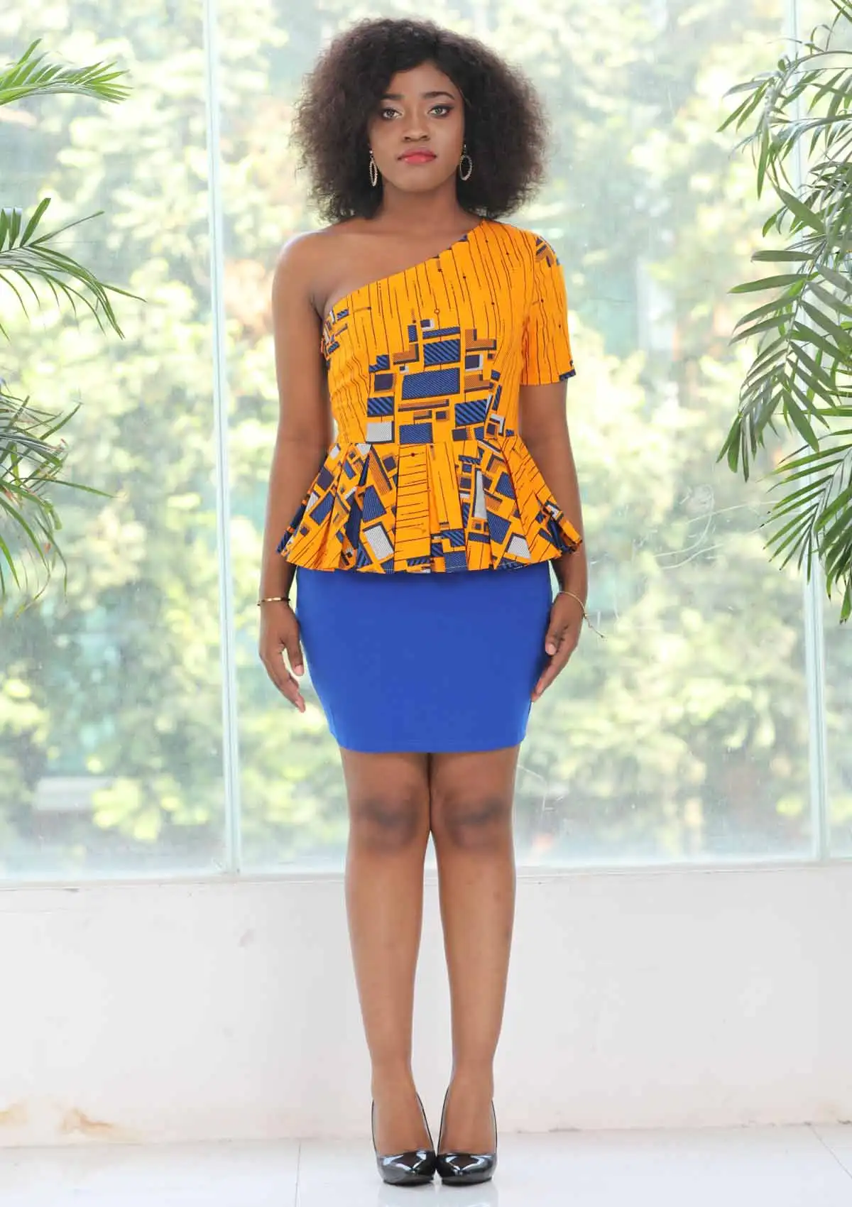 women one shoulder fitted dress ankara design slope shoulder tight dress