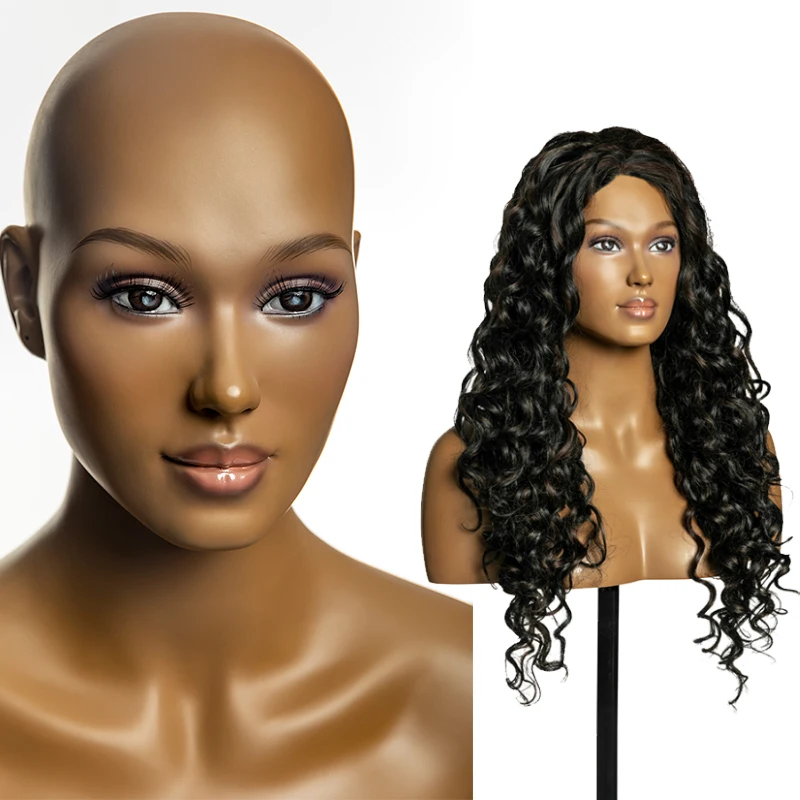 JESSICA Fashion Wig Display Head Model Realistic Fiberglass Mannequins Head Shoulders Burst Female Fiberglass Head Mannequin