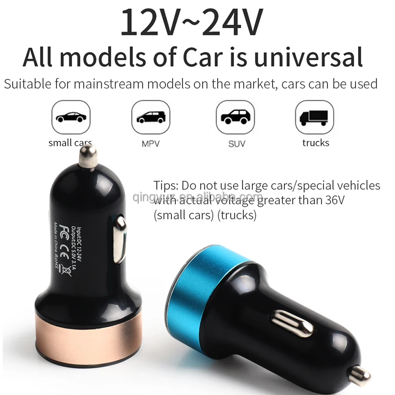 Автомобильные аксессуары для зарядки двойной Usb адаптер автомобильного зарядного устройства 2 usb-порта цифровой дисплей 3.1a умное автомобильное зарядное устройство Iphone мобильного