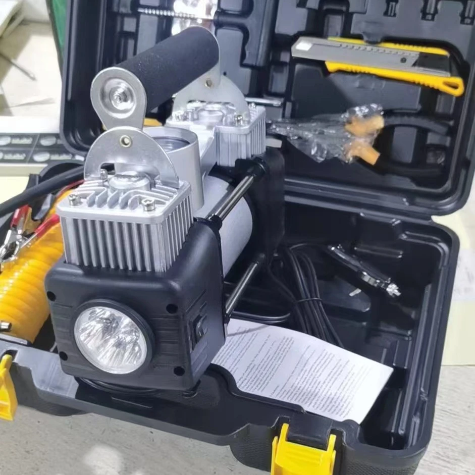 New item Fastest Double Cylinder Heavy Duty Portable Car Air Compressor Professional High Power Tire Inflators With LED Light