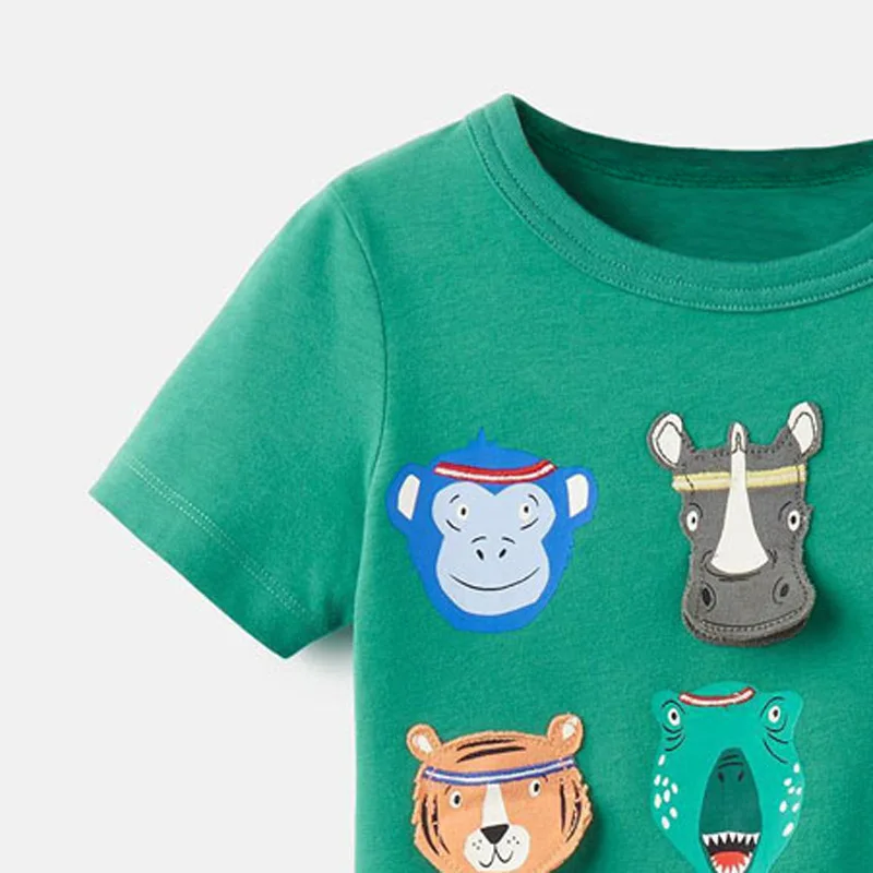 Little maven 2020 summer toddler boy clothes boy tops animals  green Cotton funny boy t shirts t shirt cotton