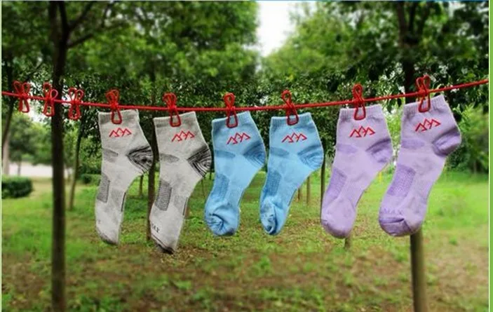 Durable Outdoor Travel Elastic Clothesline Rope Adjustable Clotheslines With Clips