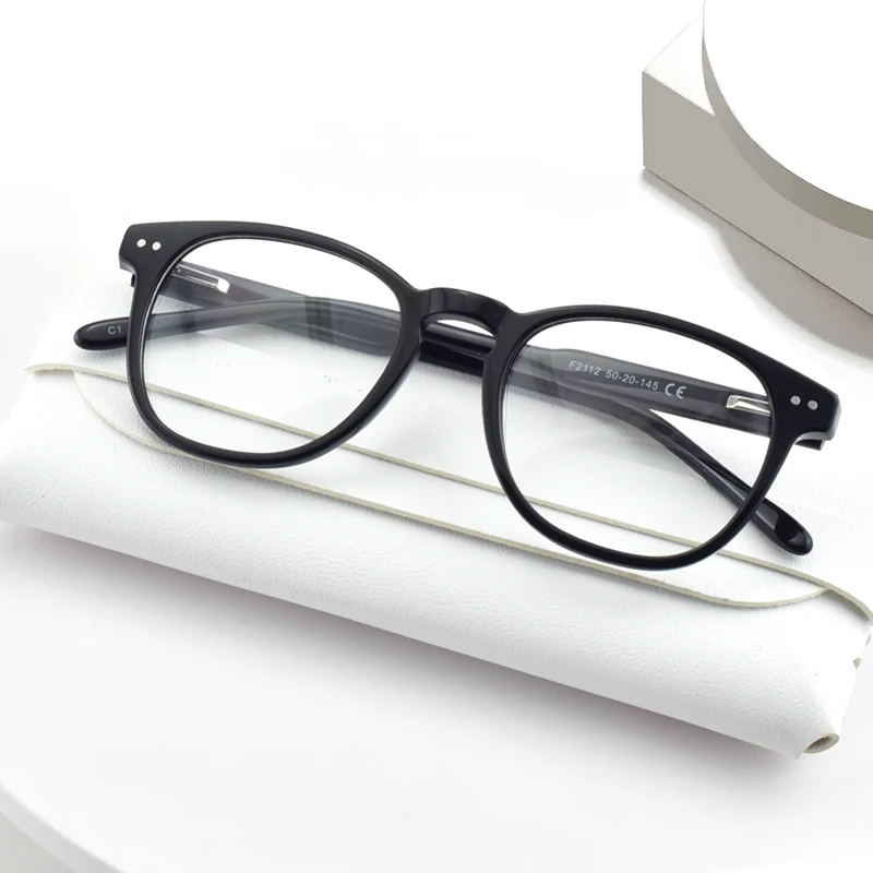 Fashion hot-sale high quality luxury designer brand acetate optical glasses frame retro rivet computer blue light glasses
