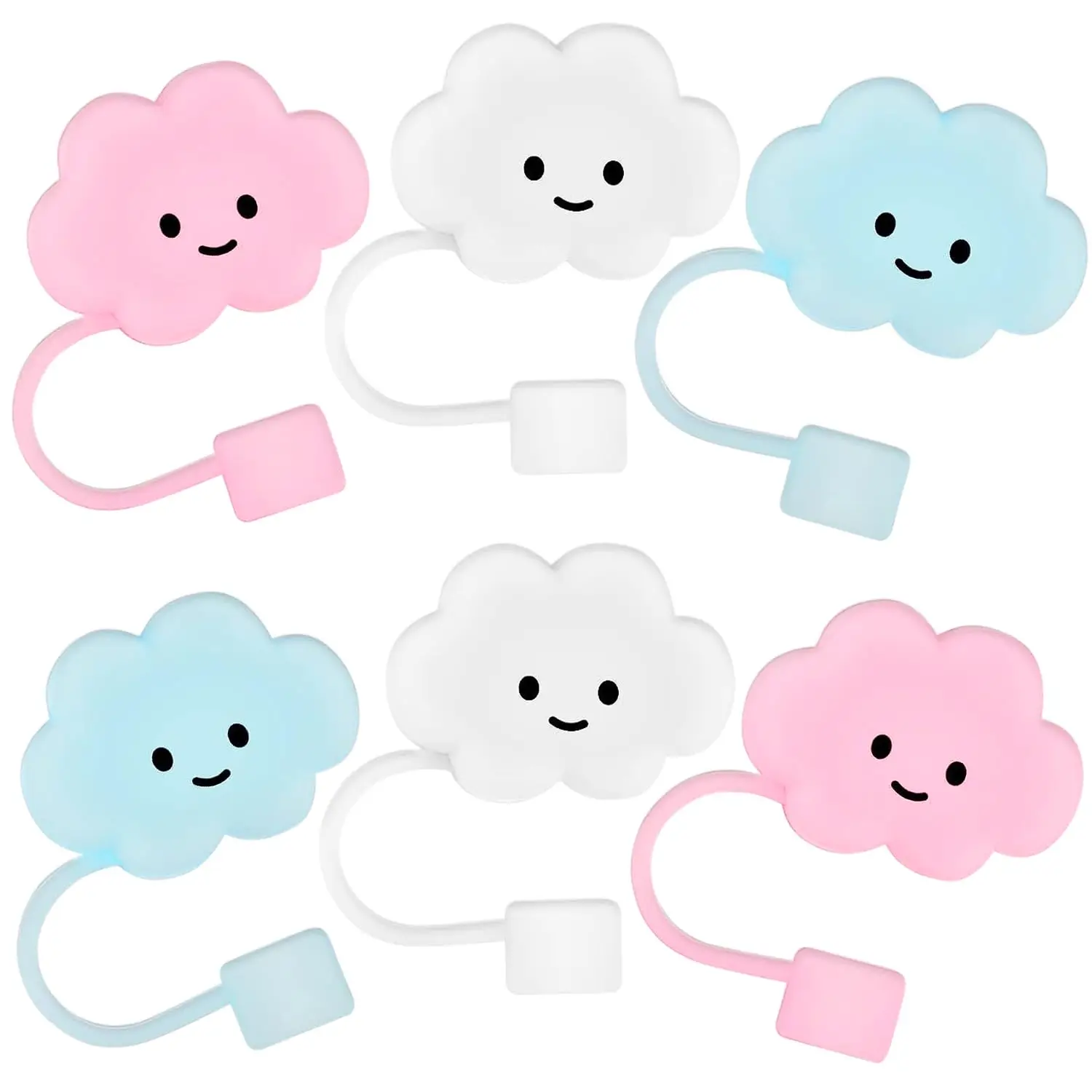 Color Cartoon Shape Silicone Straw Topper Cover Dust-proof Drinking Straw Tips Cover Silicone Straw Covers