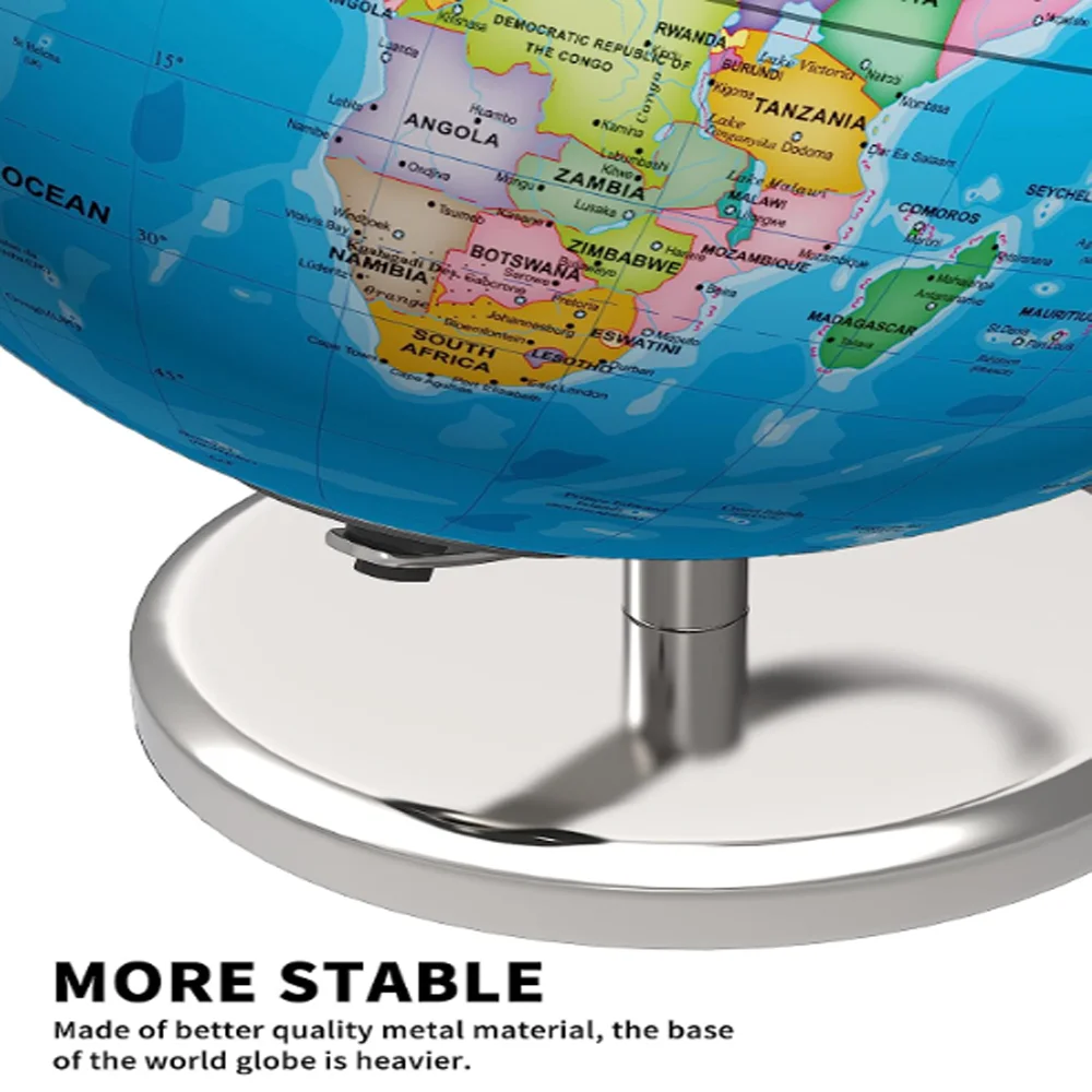 Classic Desktop Rotating Globes world map globe on woorden stand bar solar rotating powered by light world globe