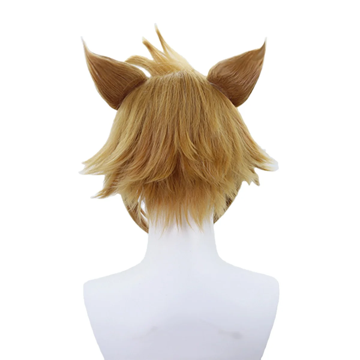Wholesale 12inch Short Brown Mixed White Genshin Impact Gorou Synthetic Anime Cosplay Wig Peluca With Two Ears
