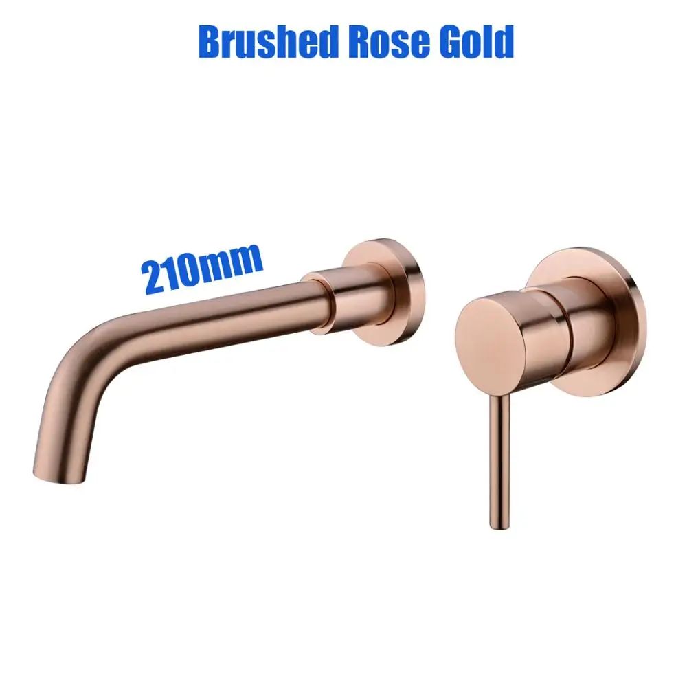 
Rose Gold Wall Mounted Basin Faucet Single Handle Hot Cold Sink Faucet Rotation Spout Brushed Gold Bathroom Watermark Mixer Tap 