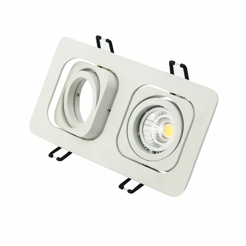 
Factory Sale Double Head Square White/Silver Adjustable Recessed Led Downlight Fixtures 