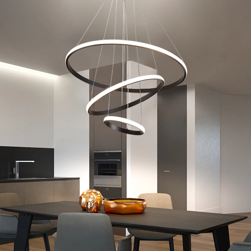 Gold luxury lighting modern Decorative circle ring LED shandelier chandelier Pendant Lights