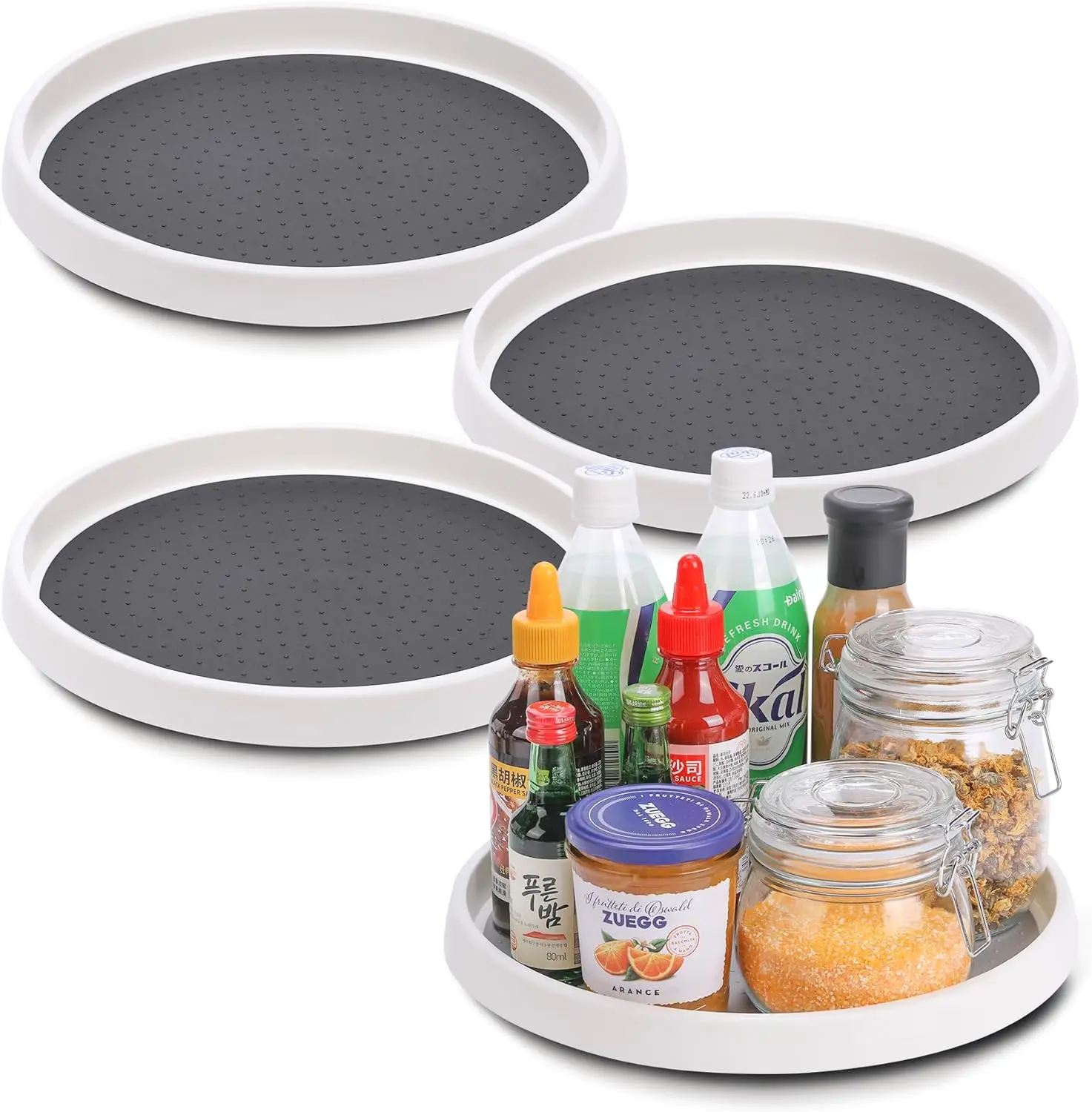Lazy Susan Turntable 12 Inch Non-Skid Lazy Susan Organizer for Cabinet Pantry Organization Kitchen Storage Countertop Spice Rack
