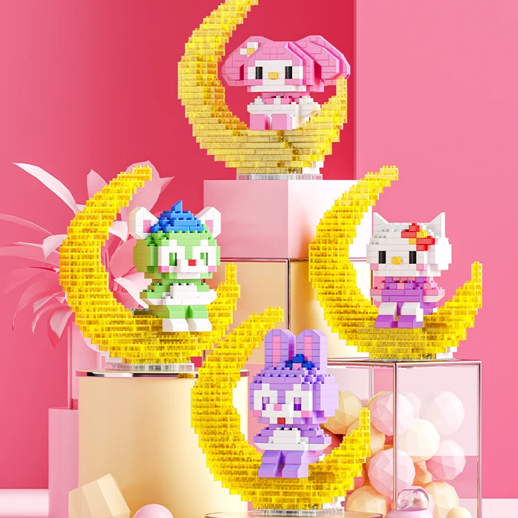 LELE BROTHER Lighting Moon Cartoon Action Figure Mini Blocks Children Puzzle Game Assemble Building Bricks Toys