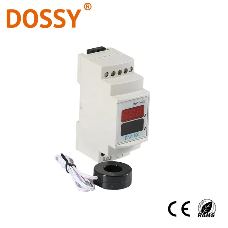  DAV-100 din rail Тип светодиодный дисплей измеритель тока и напряжения Вольтметр Амперметр A +