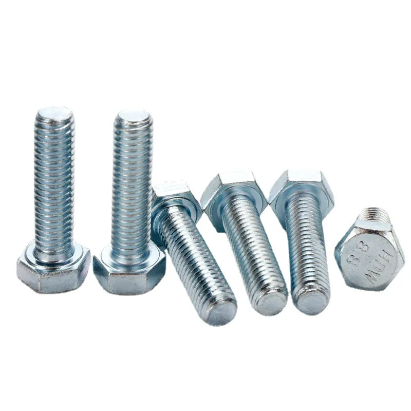 Factory Direct Galvanized Steel Hex Bolt 4.8 Grade Hex Head Screw GB30 M6-M14 National Standard with Stainless Finish Size M10
