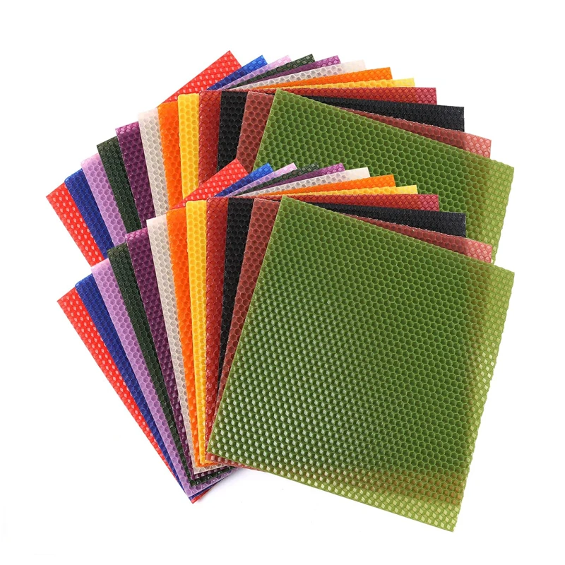 customized different colored honeycomb beeswax sheets 20*20cm rolled beeswax candle