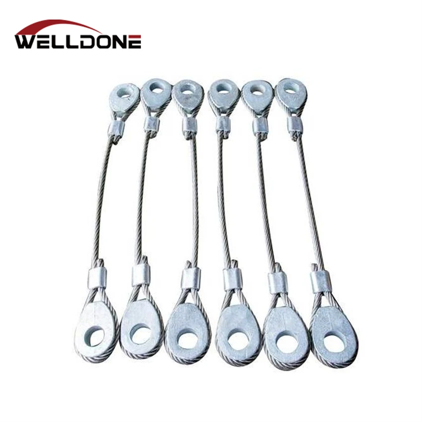 Customized Cast or Pressed Steel Wire Rope Sling with hook eye terminal socket