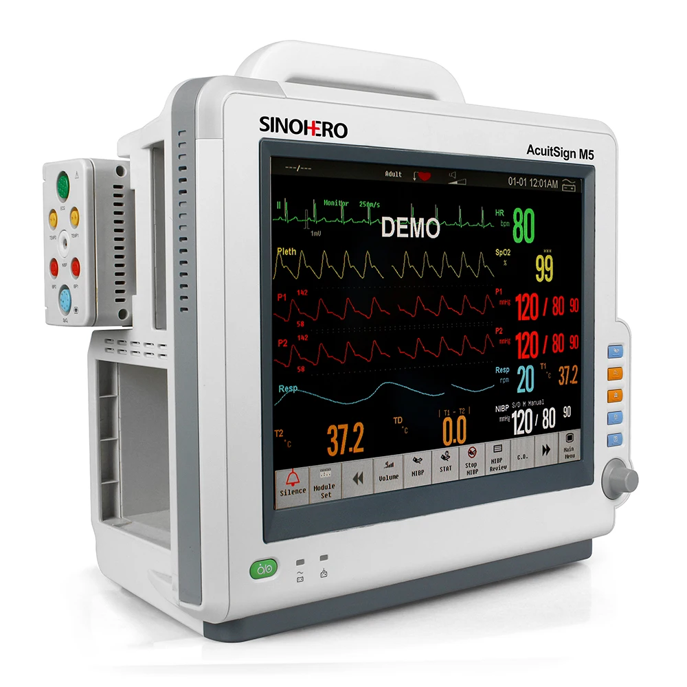 Hospital Ambulance High Resolution 17 inch Full Touch Screen Hospital ICU CCU Multi parameter Portable Patient Monitor