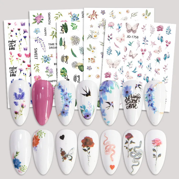 Pink Barbie with Gold Gradation Laser Butterfly 3D Adhesive Fill-up nail sticker