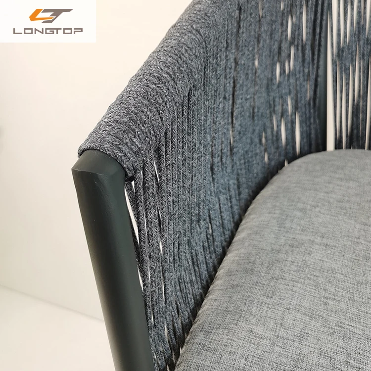 Factory wholesale commercial modern rope woven restaurant metal high bar chairs