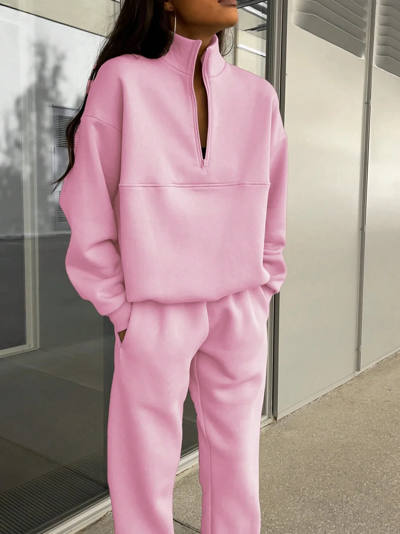 New in Outwears Sweatshirt Winter Clothes Women Warm Suit Ladies Outfit Clothing Long Sleeve Zip-up Top Casual Pants 2 Piece Set