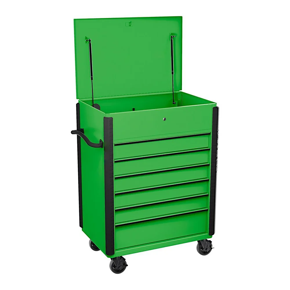 Green Metal Heavy-Duty Tool Cart Garage Roller Cabinet with Powder Coating Finish and Tool Box OEM Customizable