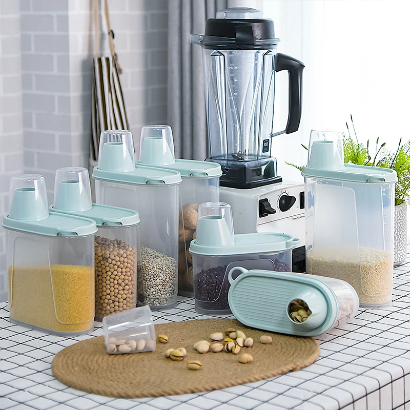 Airtight Dry Bulk Containers Cereal Solid Sealed Air Tight Plastic Food Storage Container Set With Lids For Kitchen