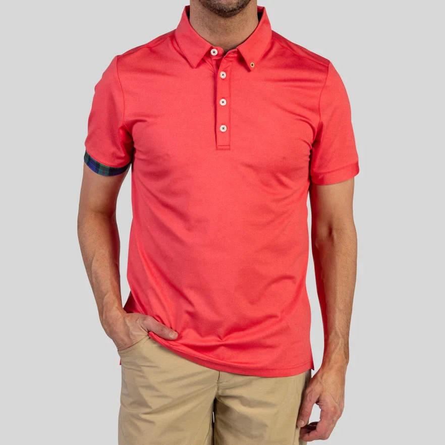 Full Print 100% Pima Cotton Short Sleeve Henley Collared Mock Neck Party Breathable Darts Golf Polo Shirt Dry Fit