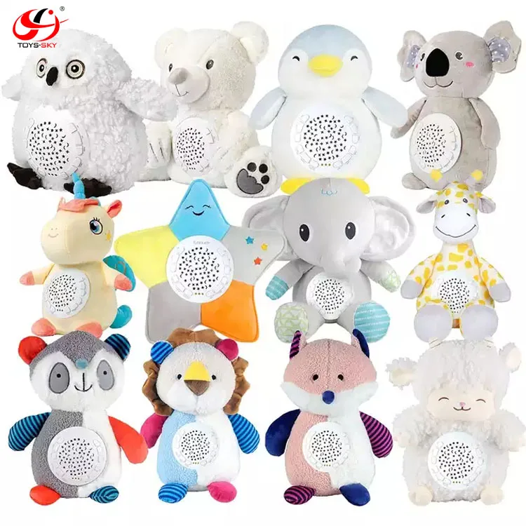Kids White Noise Musical Projector Toddler Starry Sky Projection Night Light Custom Plush Toys Stuffed Animmal With Speaker