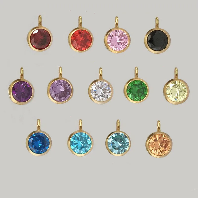 Wholesale Non Tarnish Simple design 4mm 6mm 14K gold filled 12 Birthstone lucky charms