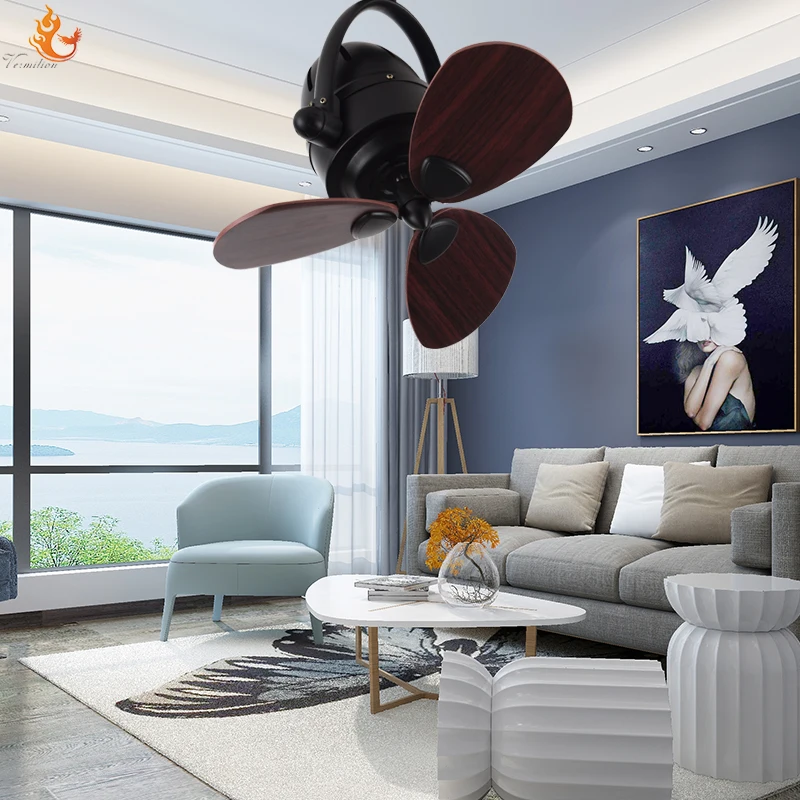 high quality 16 inch dc motor 3 wooden blades black ceiling fans small designer ceiling fan Wood Body Led Ceiling Fa