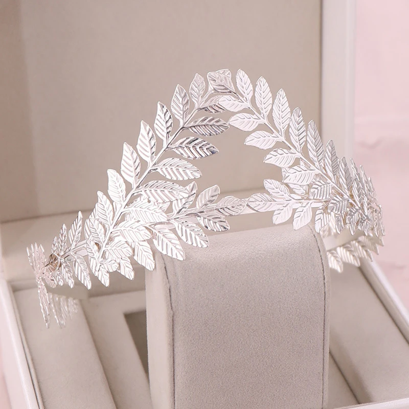 Golden And Silver Garland Shaped Alloy Crowns Retro Leaves Shape Coronas Decorativas De Metal Crown For Wedding Hair Accessories