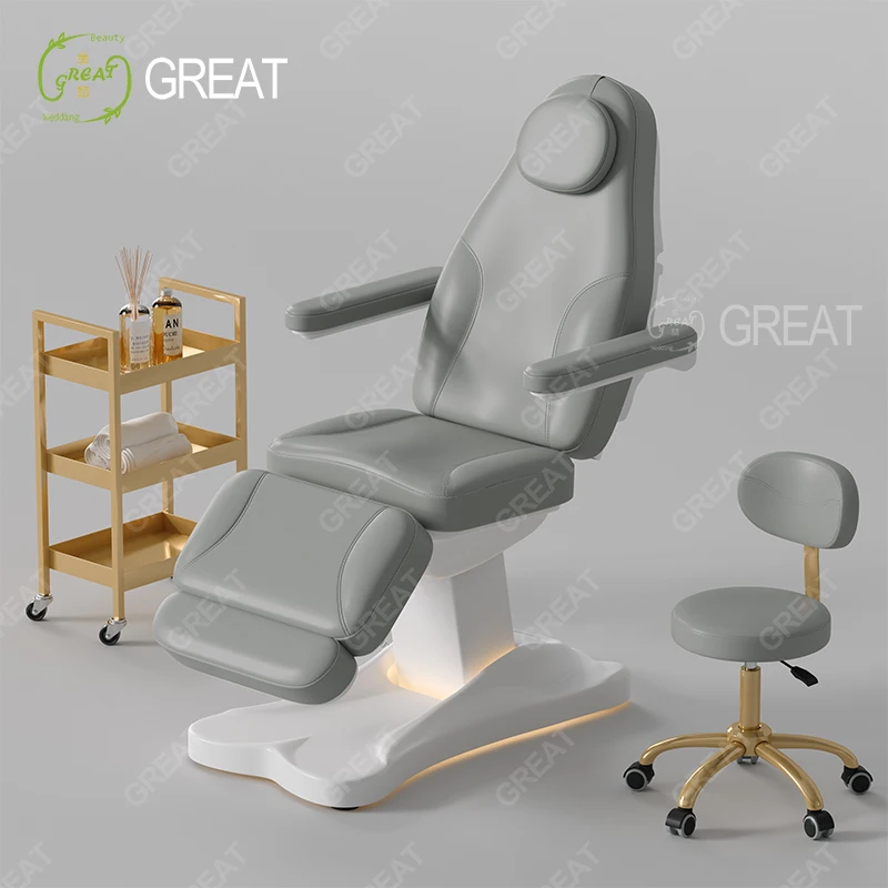 New Design Saloon Furniture Medical Treatment Facial Spa Bed 3 Motors Electric Grey Massage Massage Table Bed and Chair Set