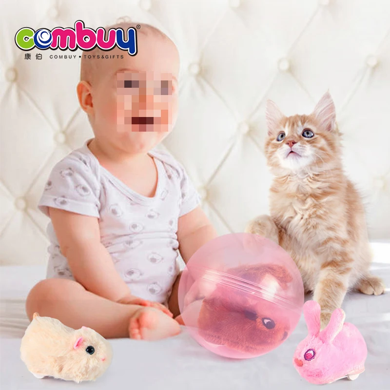 Rolling glow animal ball mini rabbit electric plush hamster toy