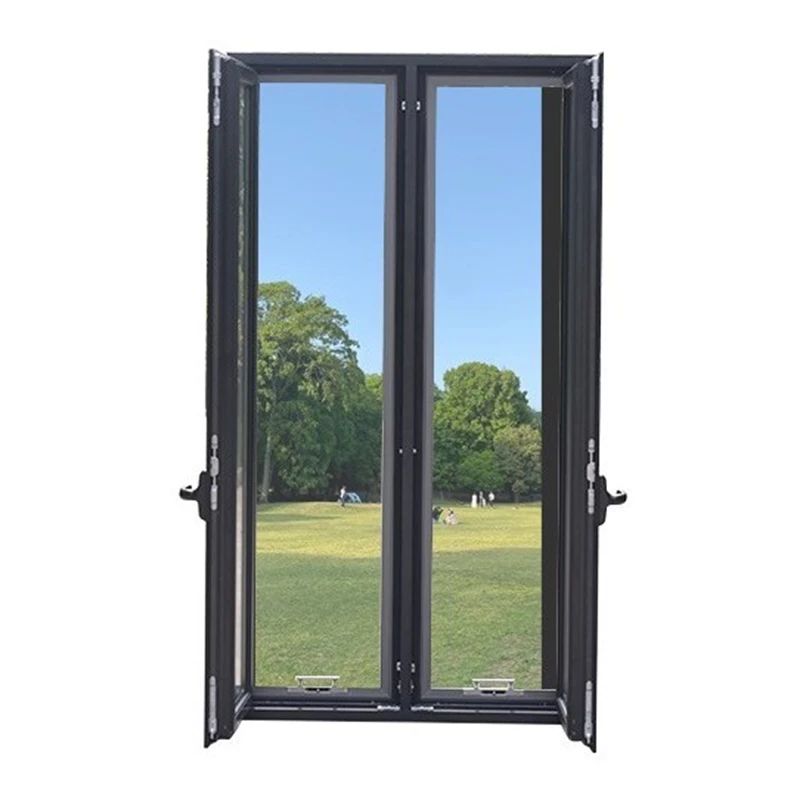 Modern style double tempered glass aluminum casement windows with stainless steel mesh