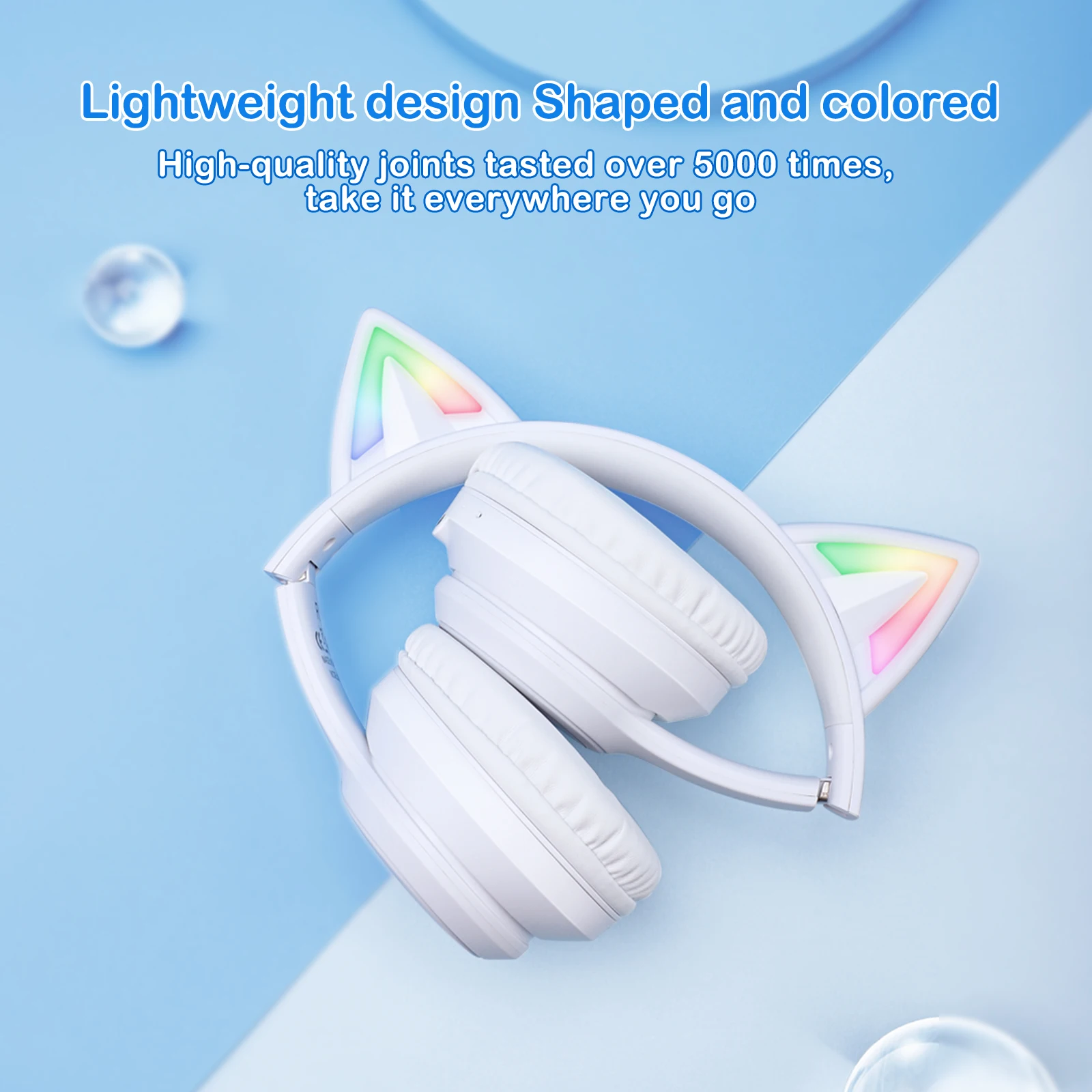 Onikuma B90 Wireless Bt Noise Cancelling Headphones Pink Cat Ear Rgb Audifonos Microphone Stereo Gaming Headset For Girl