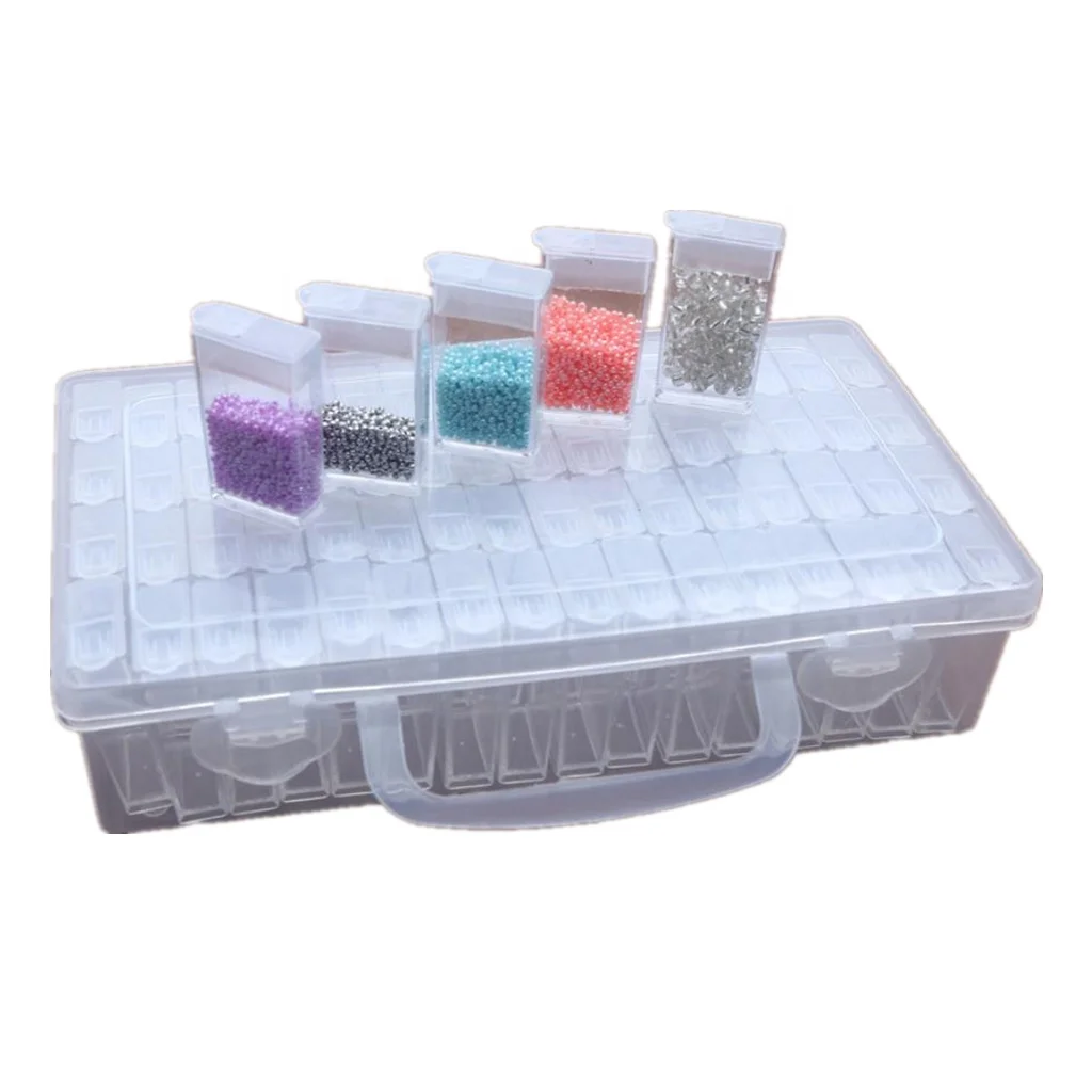 Wholesale hot selling custom cheap 12 24 42 64 Slots plastic jewelry DIY diamond painting beads organiser storage box