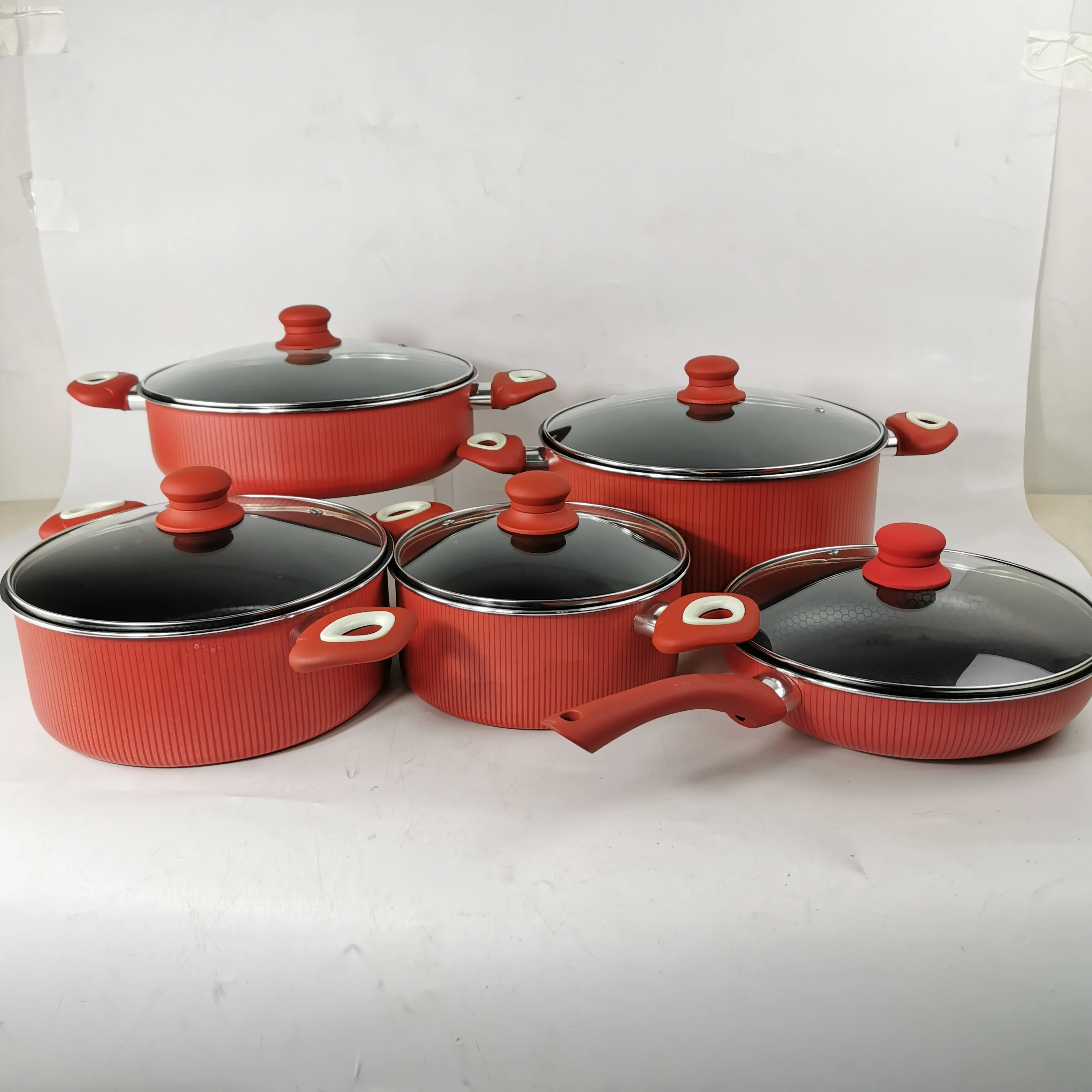 Factory Direct Cookware Non-stick Frying Pan Set Marble Coated Cookware Safe Aluminum Cookware Set