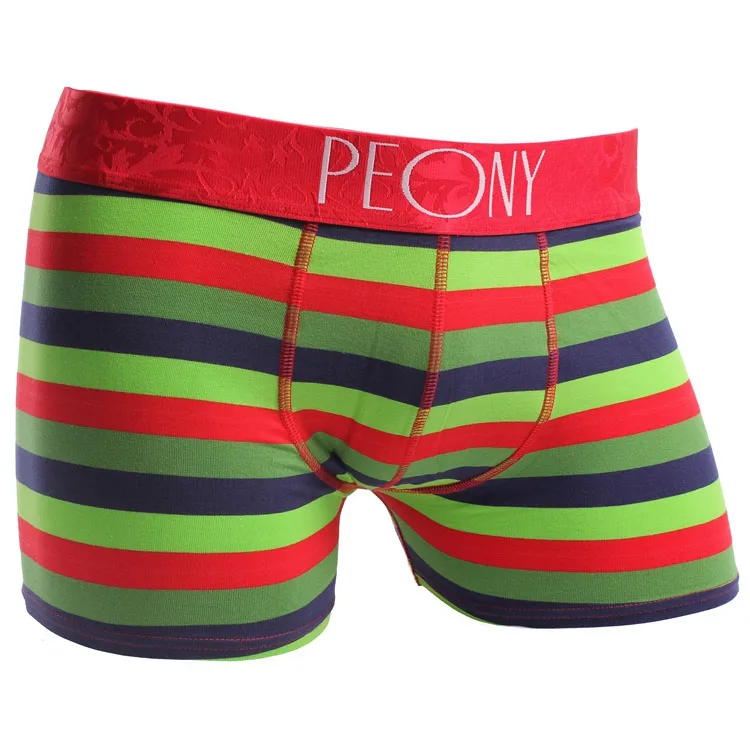 
Printed stripe organic fabric custom logo briefs men cotton boxer underwear 