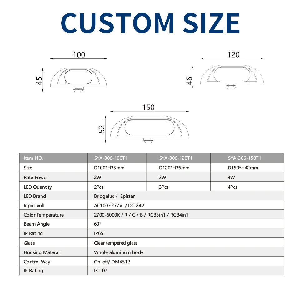 SYA-306 Competitive Price High quality side emitting inground lamp AC100~277V / DC 24V  pathway led underground light