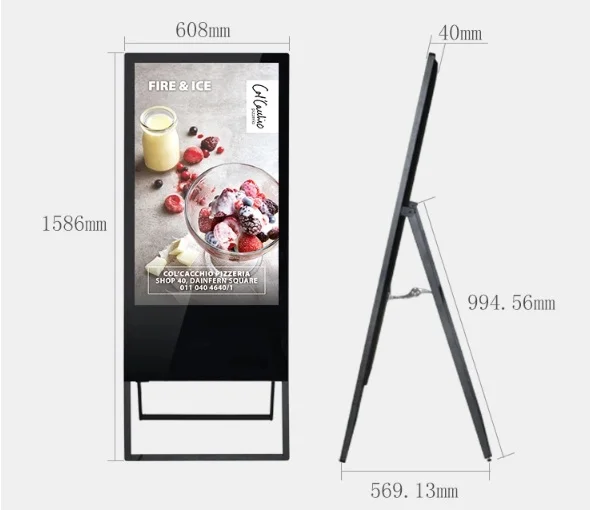 43 49 55 inch PC built in foldable portable android wifi/lan advertising lcd HD digital signage display screen monitor