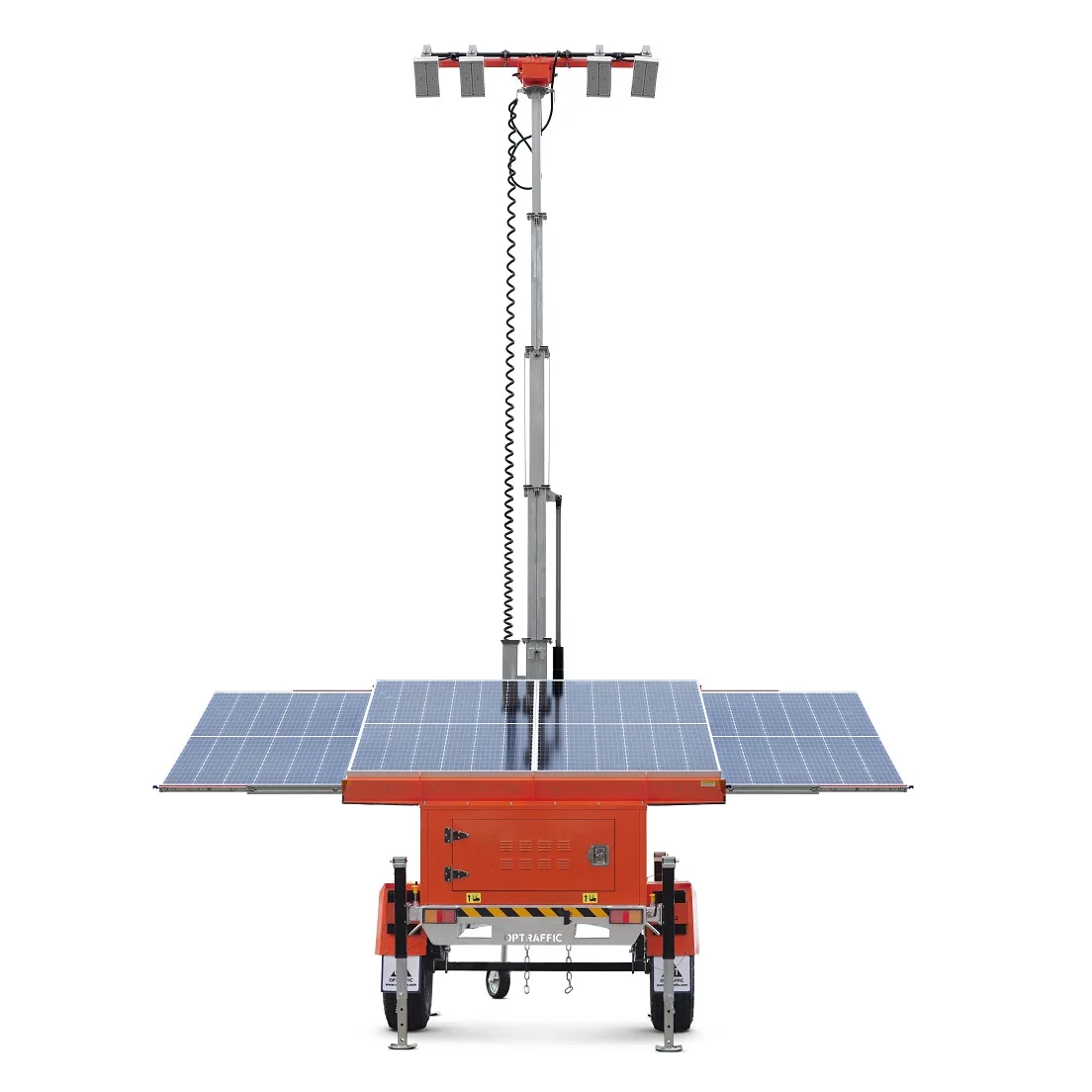 Solar light tower hydraulic mast 600W LED lights 6 batteries retractable solar panels
