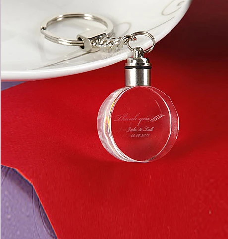 MH-YS053 personalized custom  crystal keyring LED light octangle crystal keychain